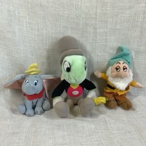 Walt Disney World Plush Lot‎ Of 3 Jiminy Cricket Bashful And Dumbo